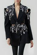 Gustina Crystal-embellished Cutout Blazer
