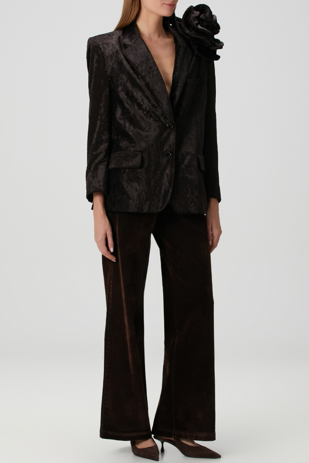 Habib Floral Appliqué Velvet Blazer