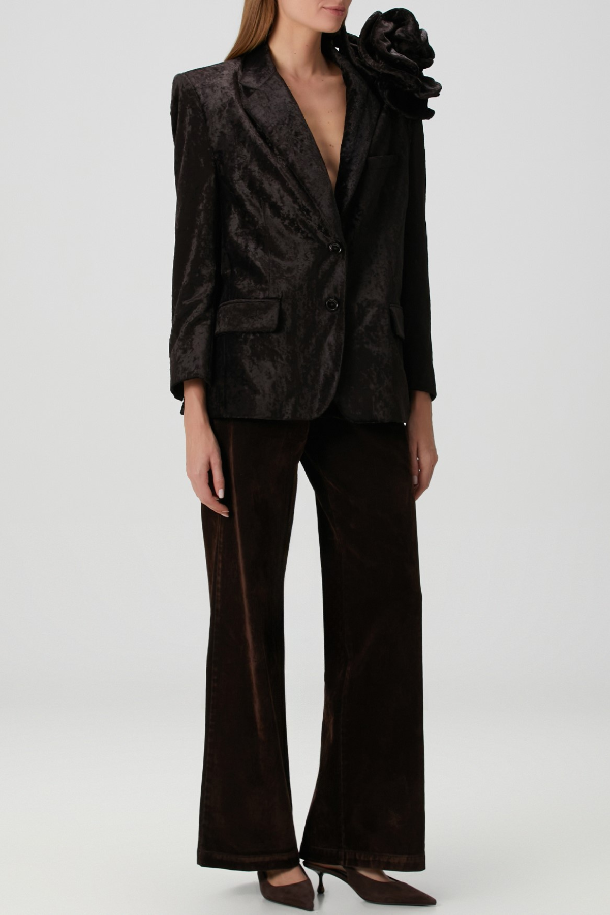 Habib Floral Appliqué Velvet Blazer