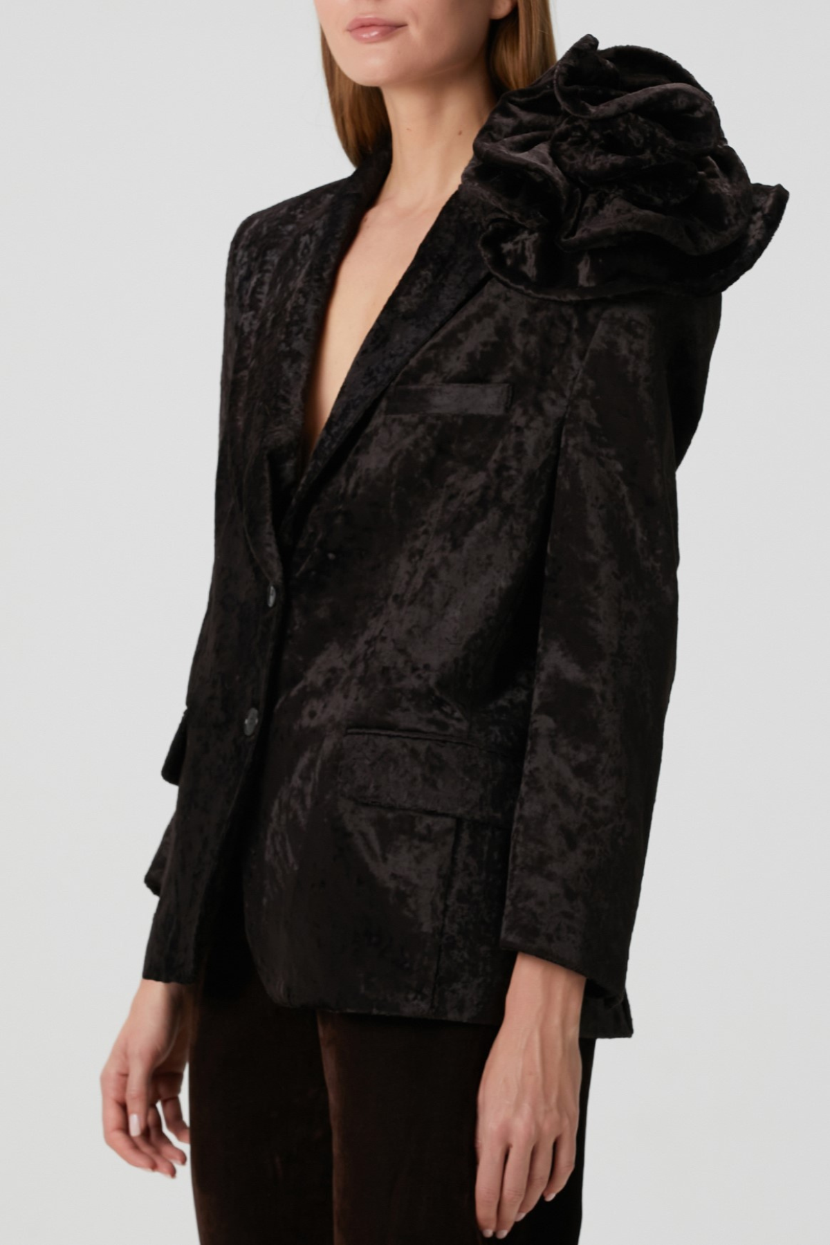 Habib Floral Appliqué Velvet Blazer