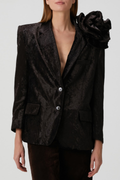 Habib Floral Appliqué Velvet Blazer