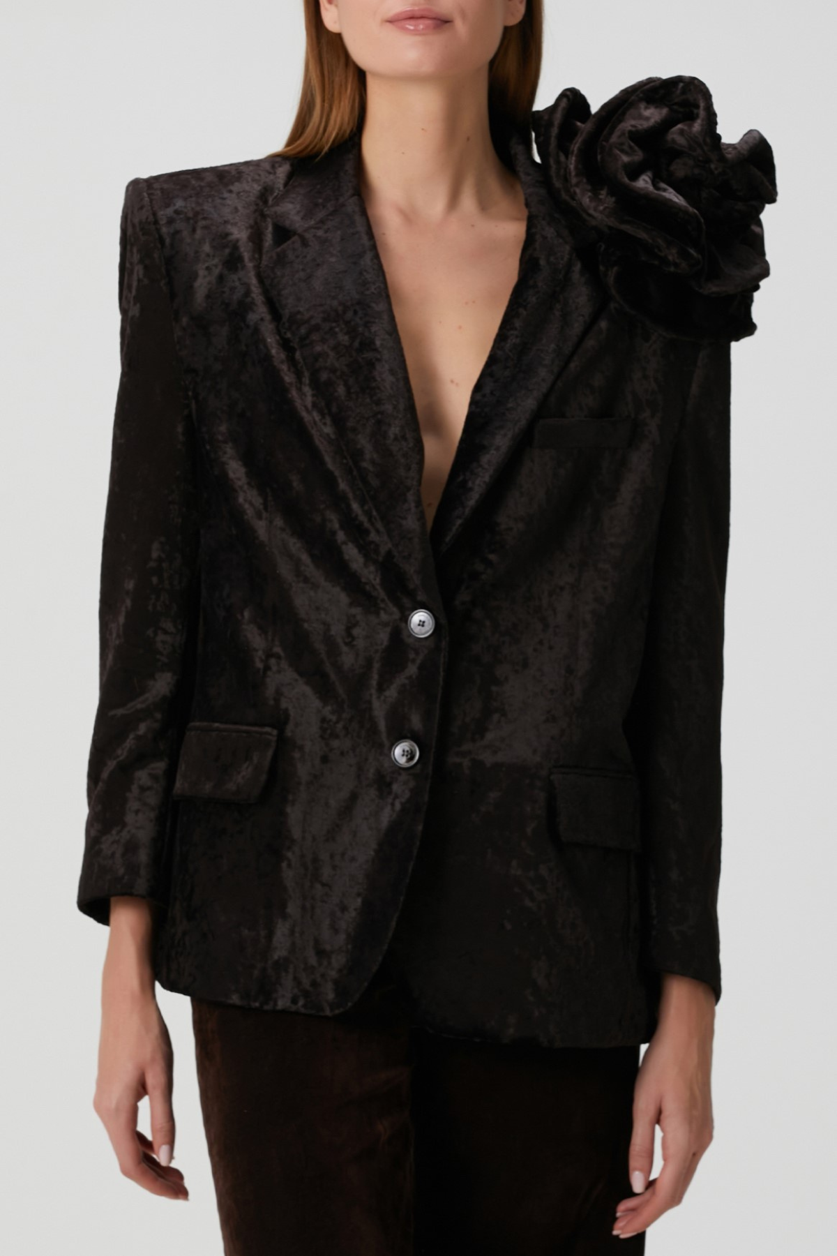 Habib Floral Appliqué Velvet Blazer