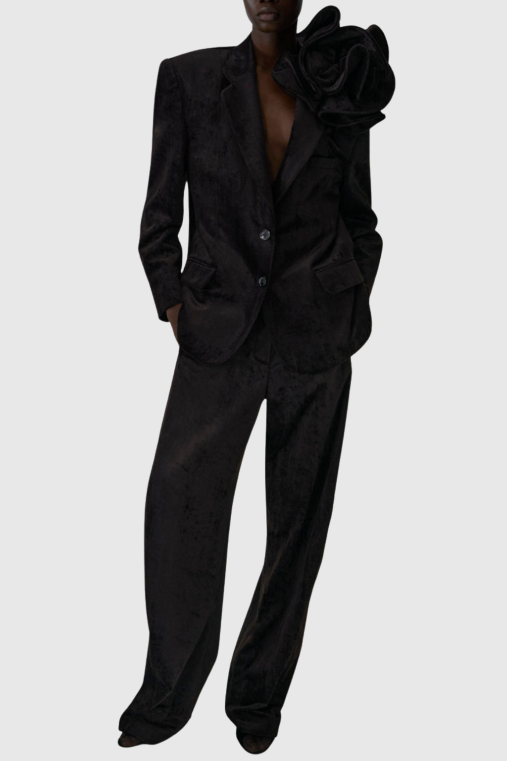 Habib Floral Appliqué Velvet Blazer