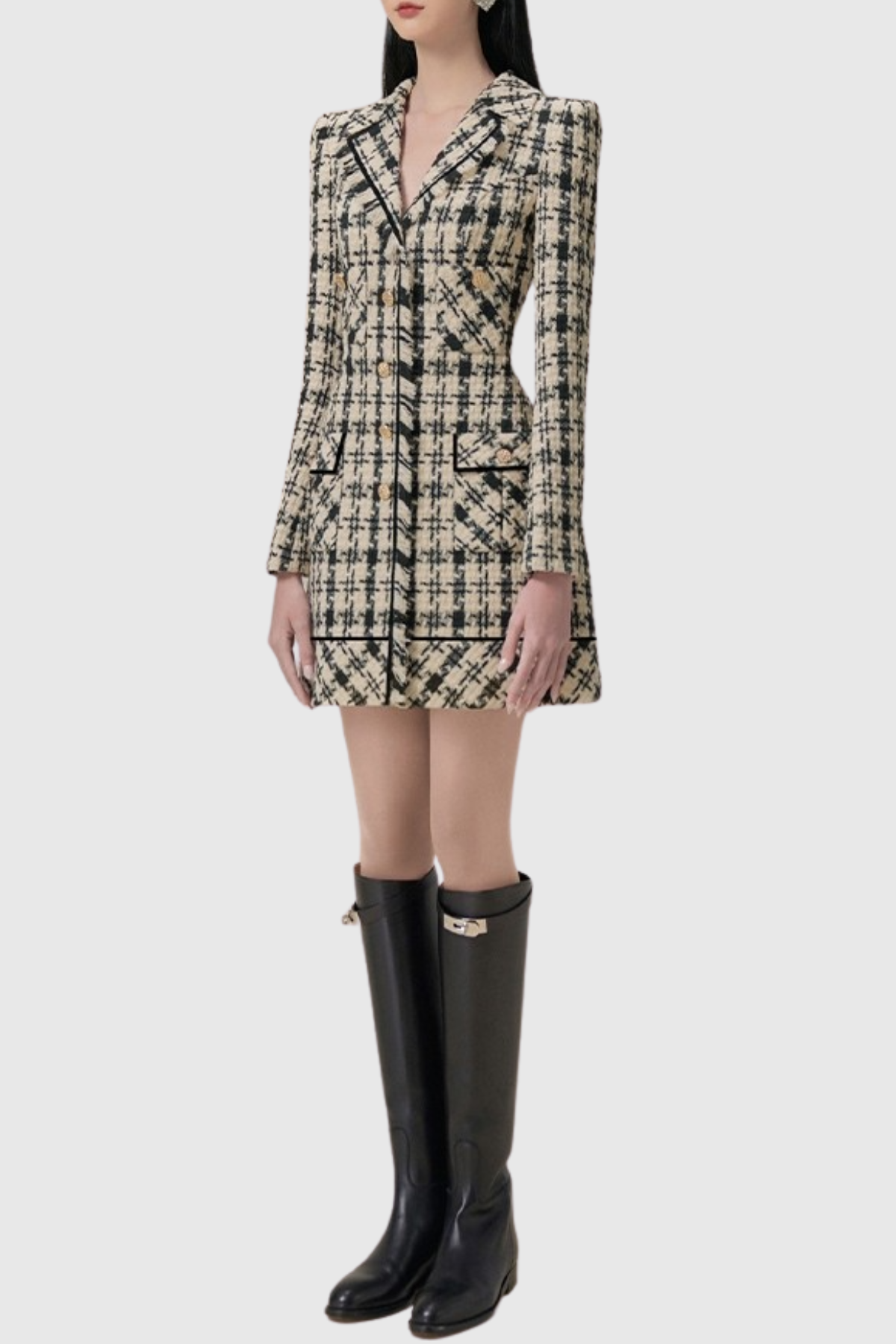 Halea Houndstooth Tweed Mini Dress