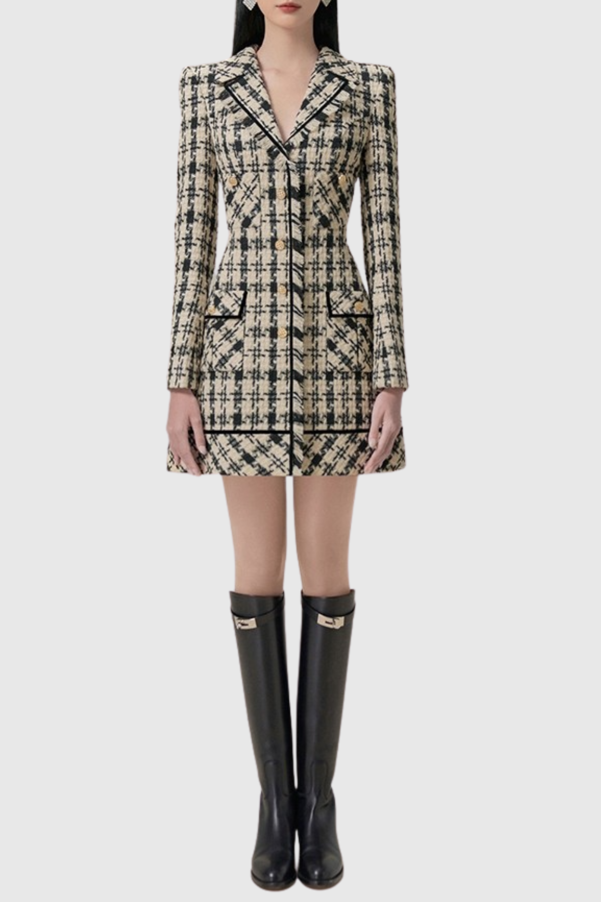 Halea Houndstooth Tweed Mini Dress