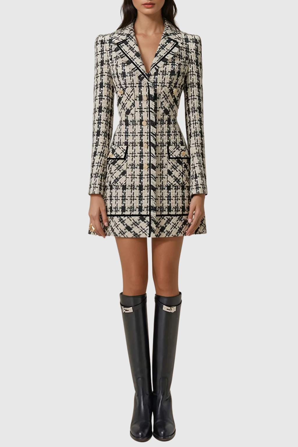 Halea Houndstooth Tweed Mini Dress