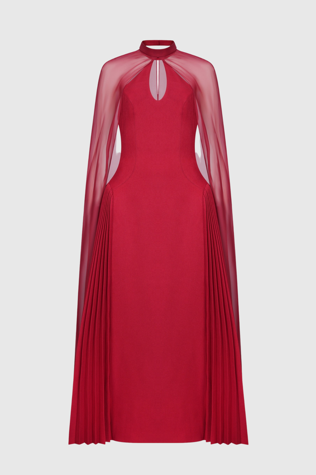 Hayas Mesh Shawl Pleated Maxi Dress