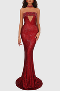 Hettya Strapless Cutout Crystal Embellished Maxi Dress