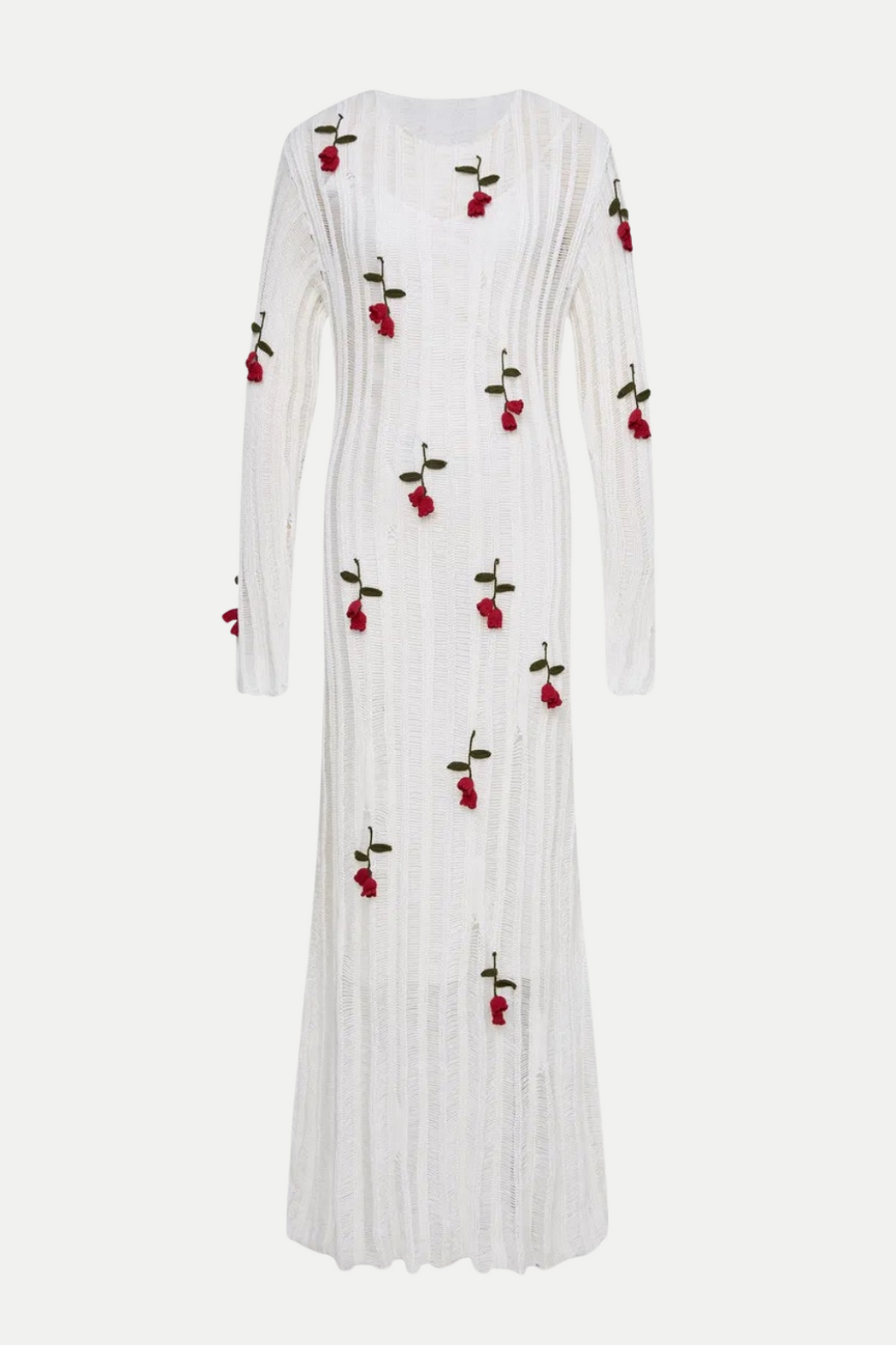 Hilaria Rose Handcrafted Knit Midi Dress - White