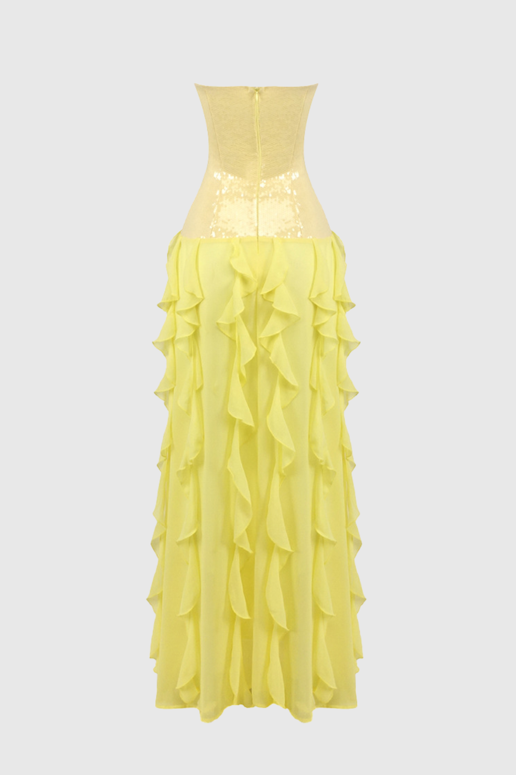 Horace Strapless Sequin Ruffle Maxi Dress