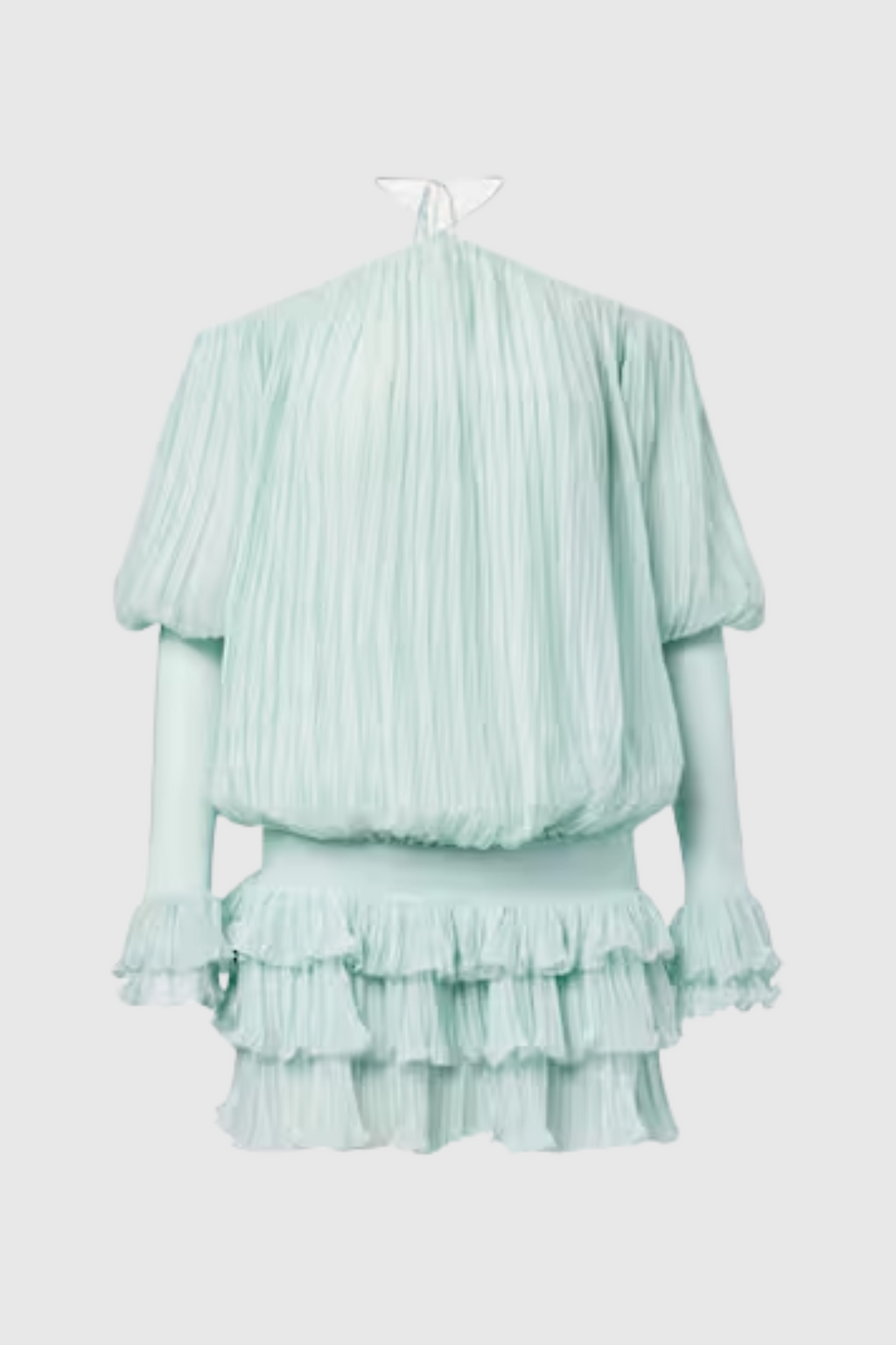 Inaki Halter Pleated Ruffle Mini Dress - Blue