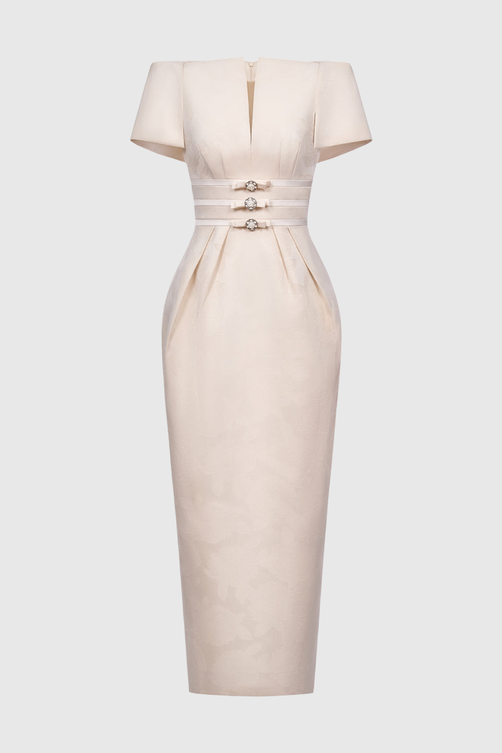 Inigra Bowknot Bleted Embellished Midi Dress