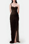 Inina Lace Corset One Shoulder Midi Dress - Black