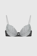 Jackia Leaf Crystal Bralette - Black