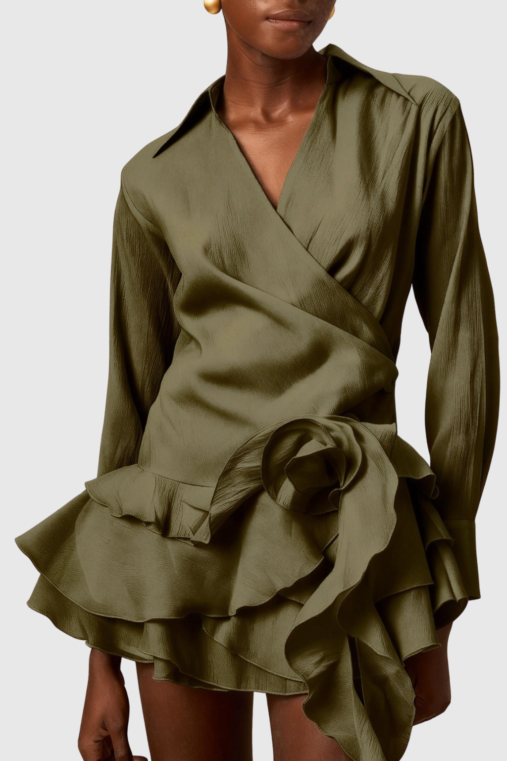 Jaela Floral Ruffle Mini Dress - Green