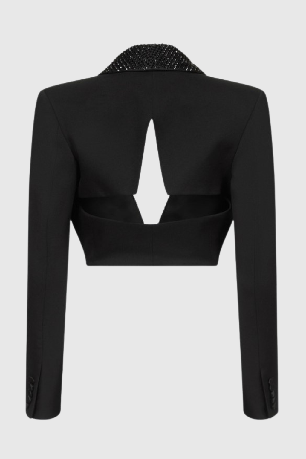 Jaime Cropped Crystal Embellished Blazer - Black