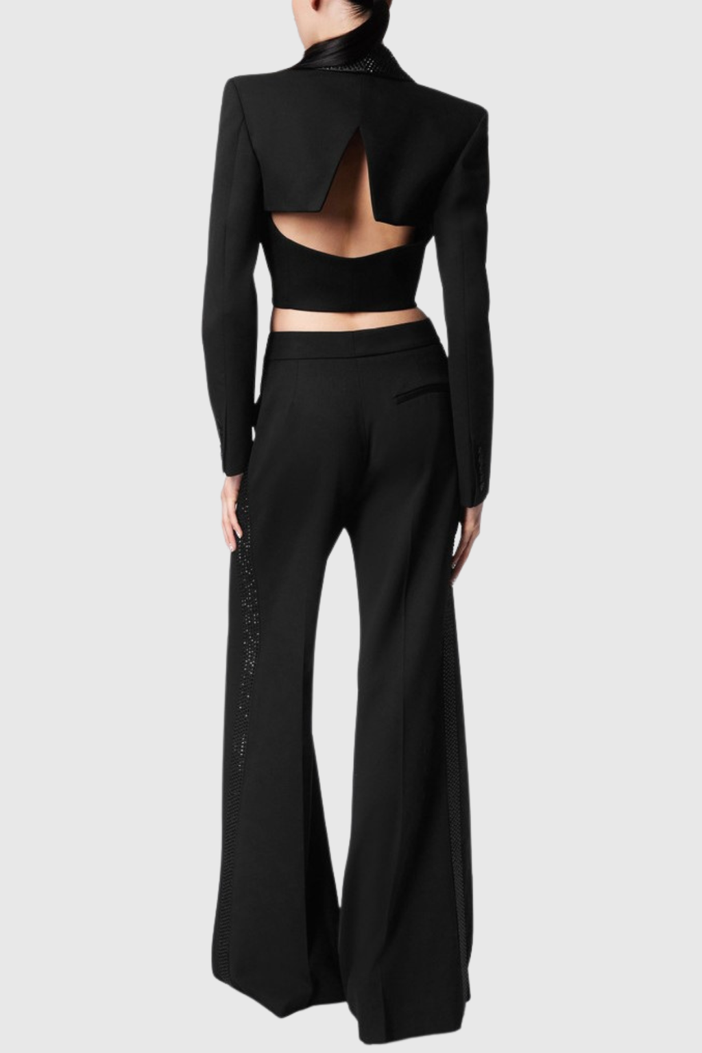 Jaime Cropped Crystal Embellished Blazer - Black