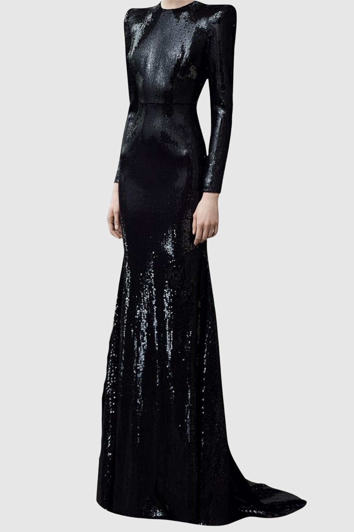 Jehua Sequin Mermaid Split Maxi Dress - Black