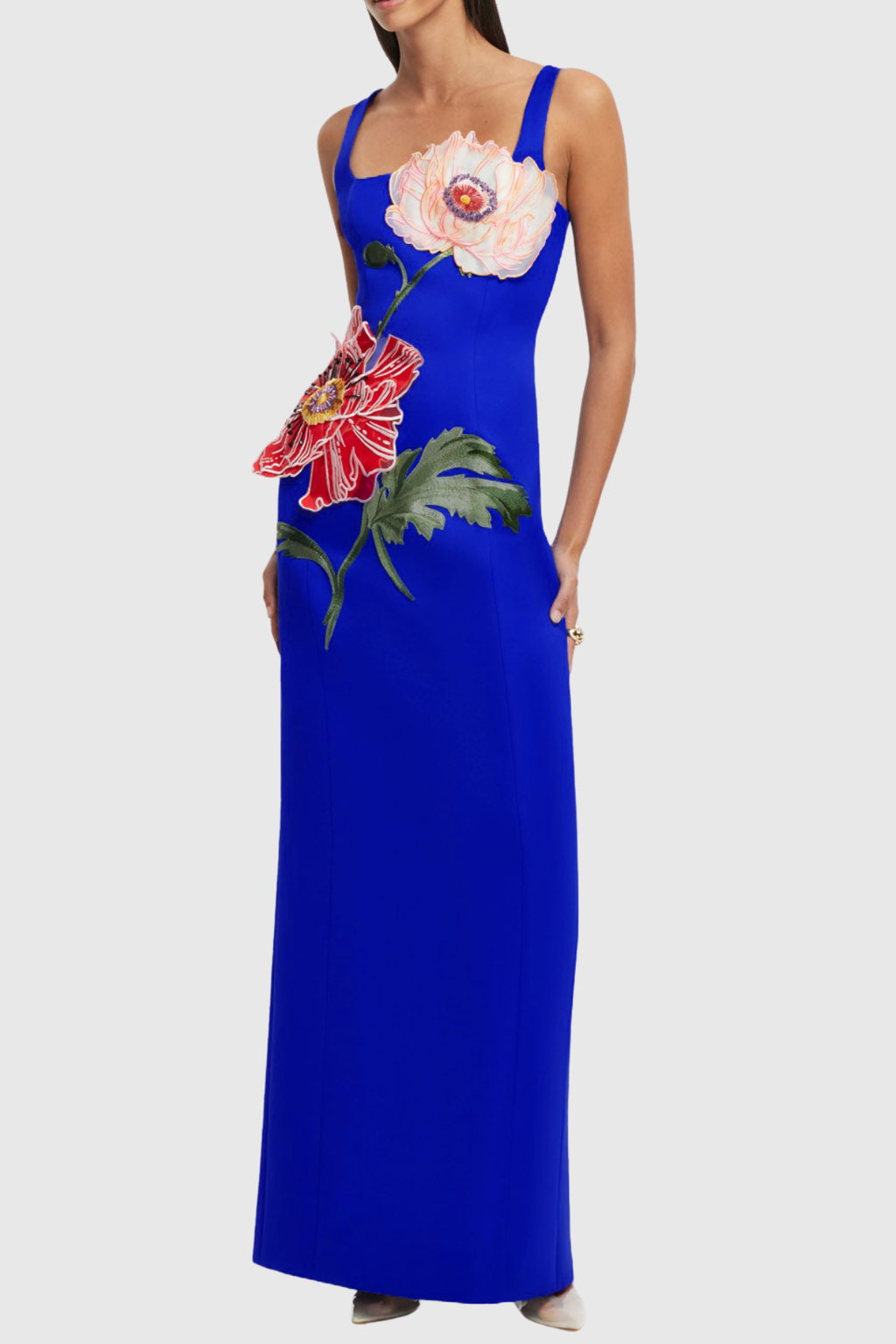 Jireh Floral Embroidery Maxi Dress - Blue