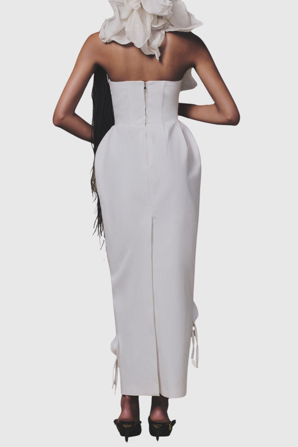Jojoa Floral Appliqué Strapless Midi Dress