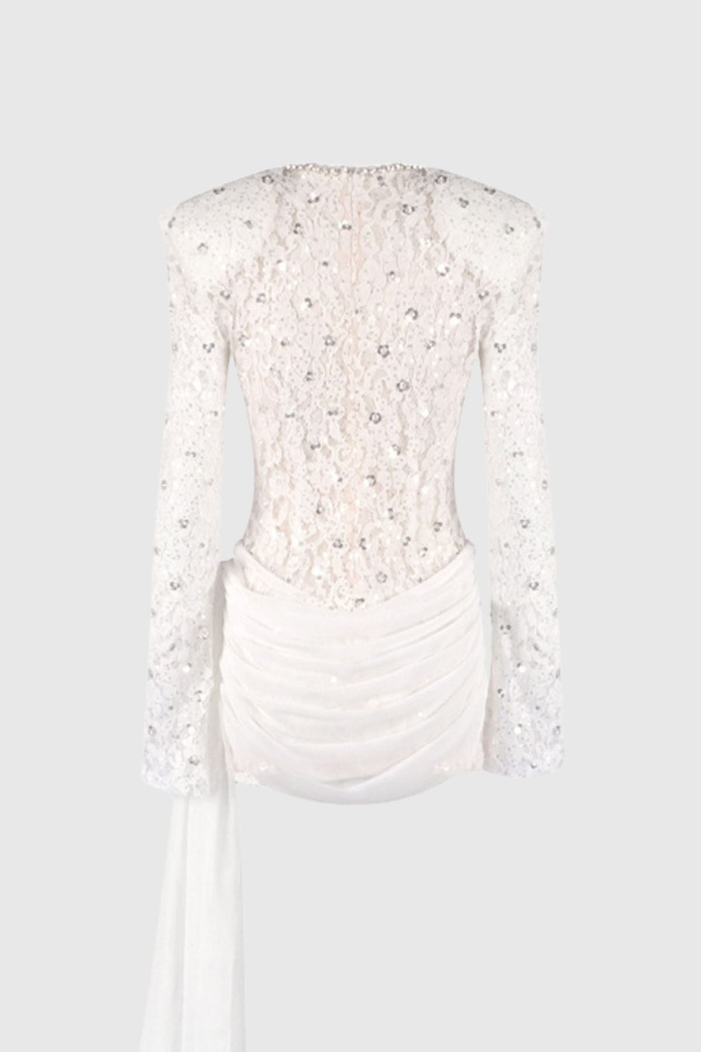 Jonella Sequin Embellished Lace Dreaped Mini Dress