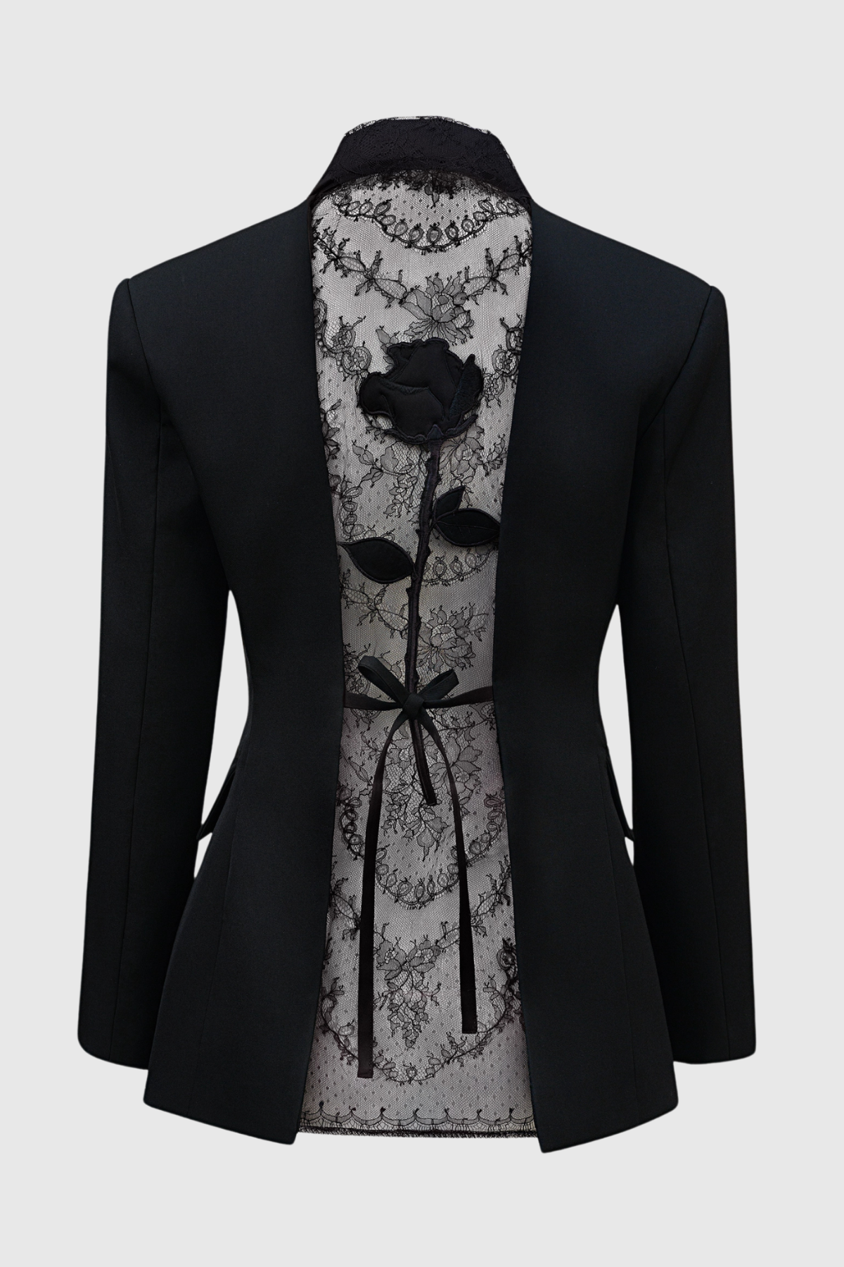 Joshra Floral Lace Blazer - Black