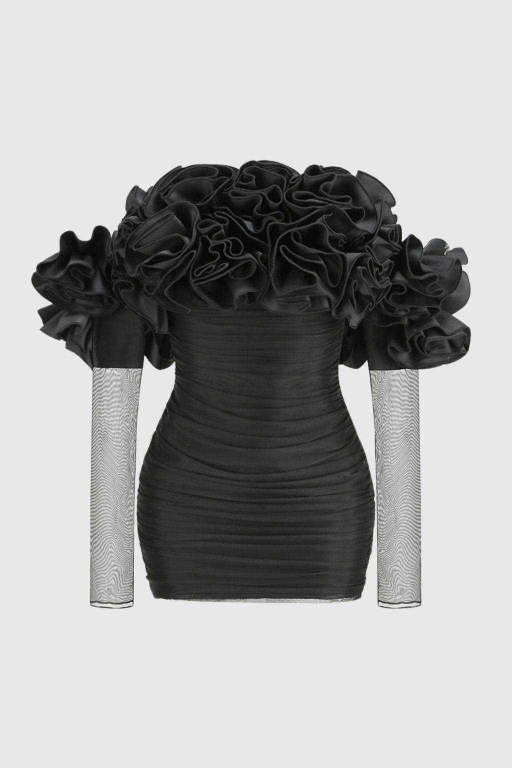 Joyanne Off Shoulder Flower Mesh Mini Dress