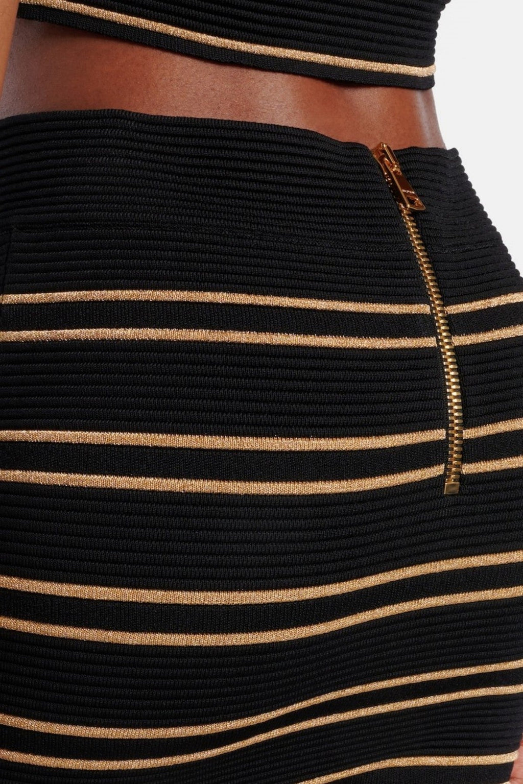 Julius One Shoulder Striped Knit Top & Midi Skirt Set