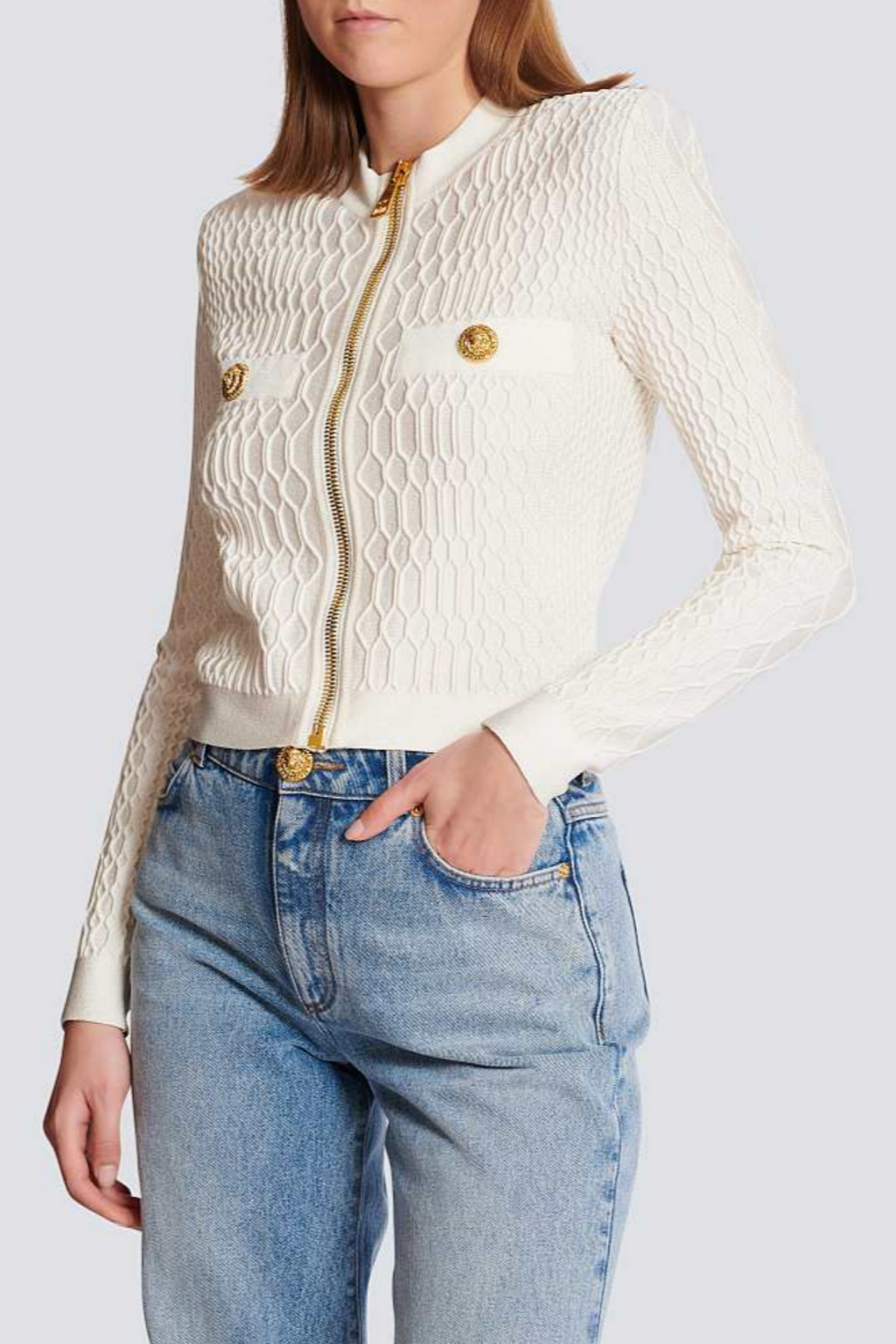 Kabin Crocodile Knit Top - White