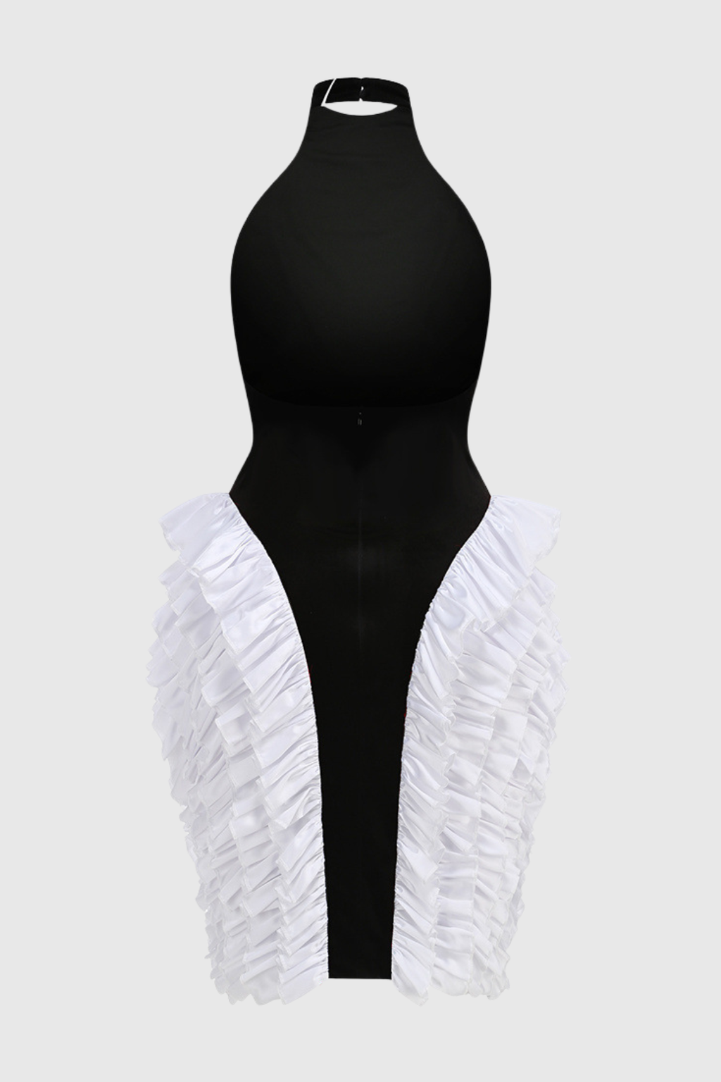 Kacea Halter Velvet Ruffle Midi Dress - White