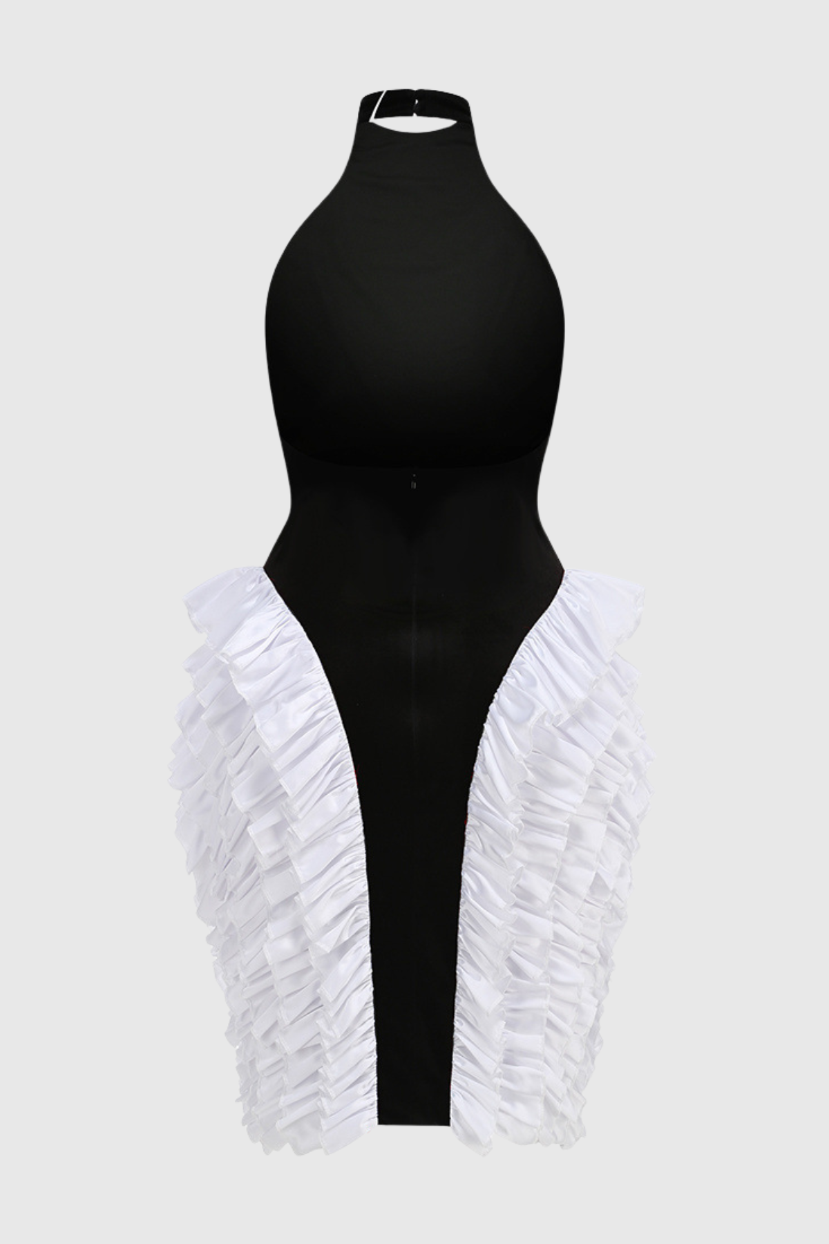 Kacea Halter Velvet Ruffle Midi Dress - White