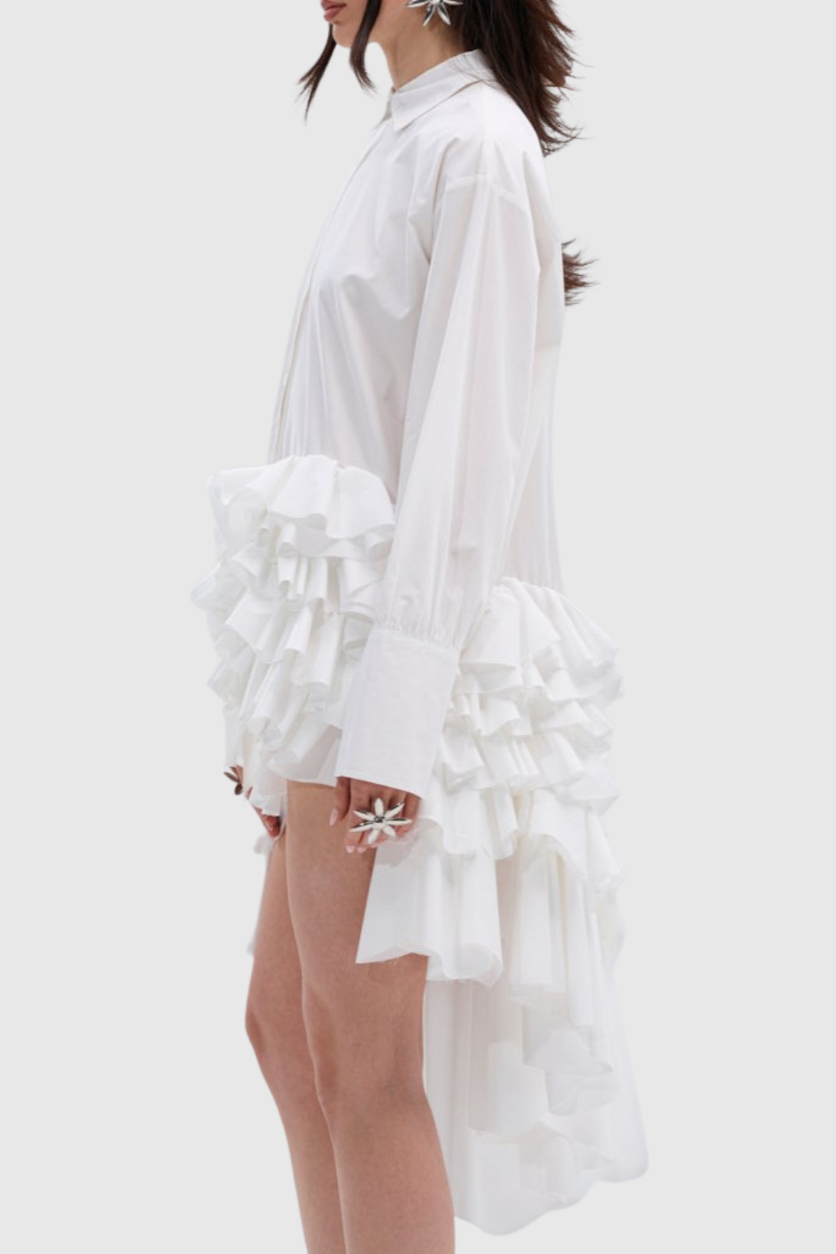 Kaika Ruffle Mini Shirt Dress