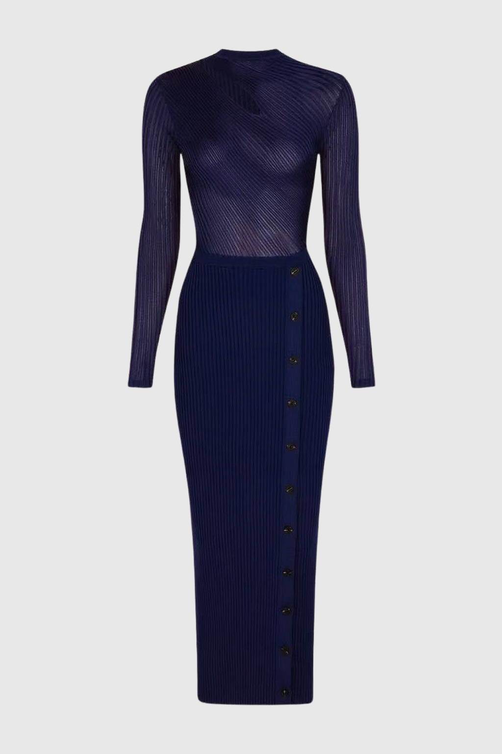 Kaisoy Cutout Ribbed Knit Midi Dress - Navy