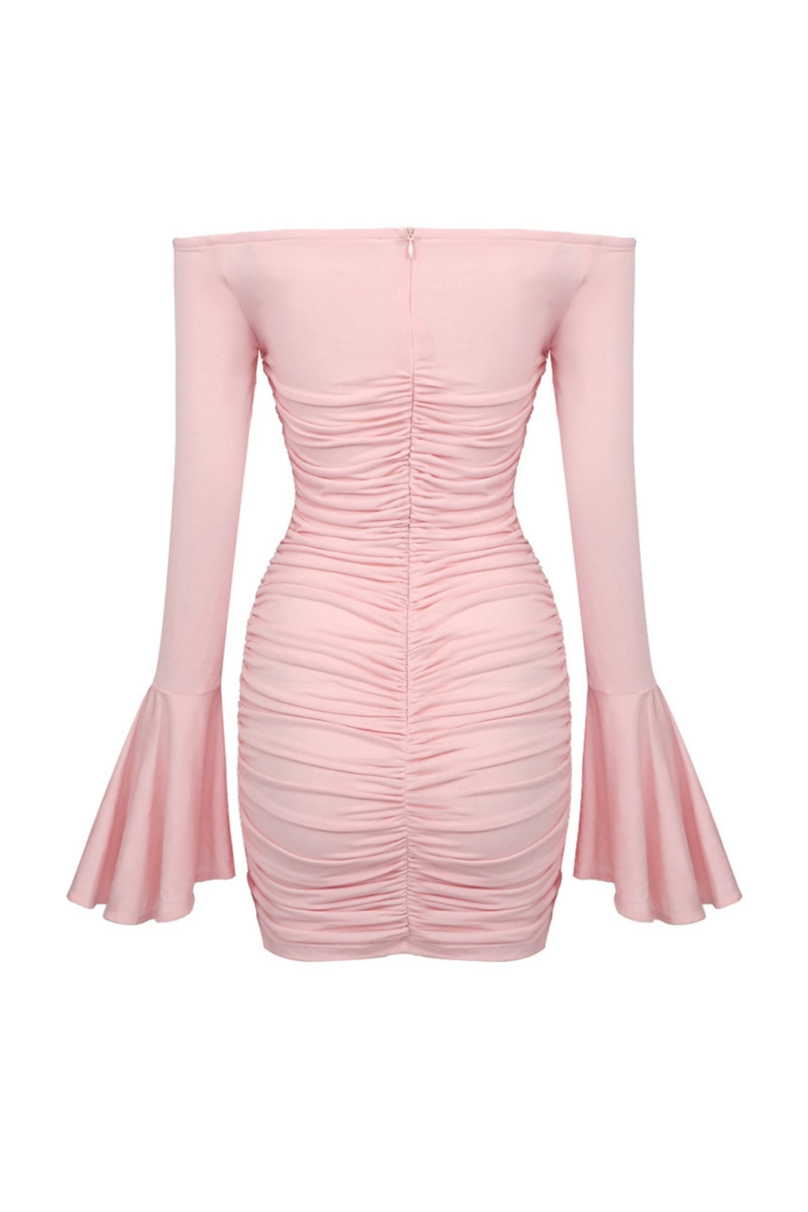 Karla Ruched Flower Off Shoulder Mini Dress