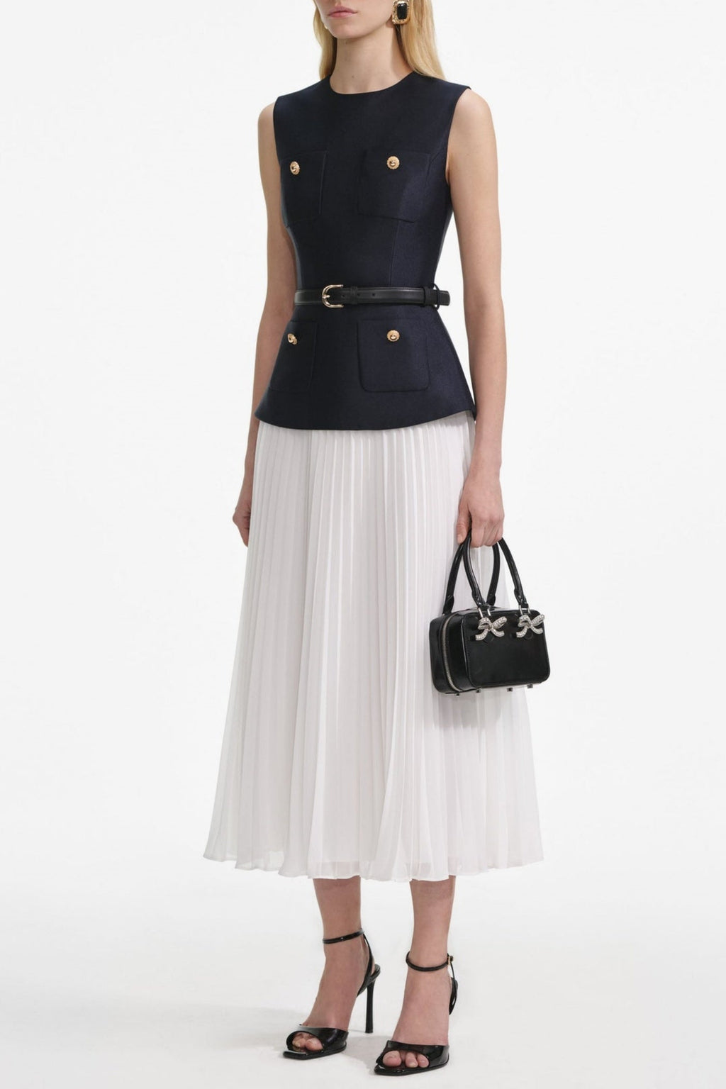 Kayele Sleeveless Belted Chiffon Midi Dress
