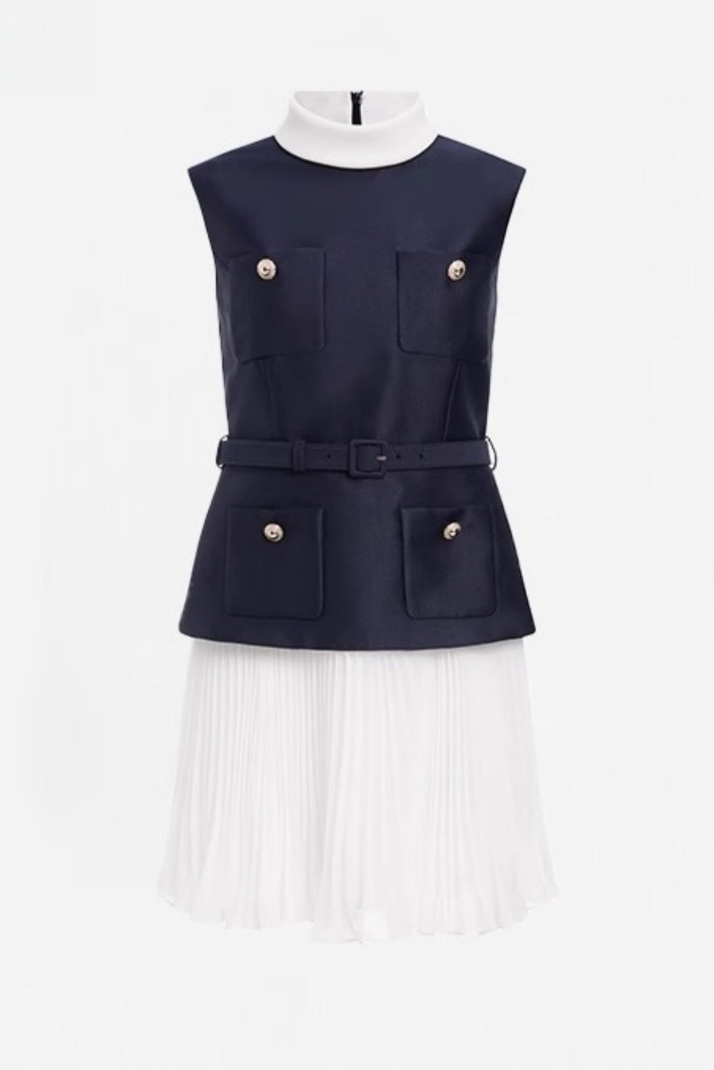 Kayele Sleeveless Belted Chiffon Mini Dress
