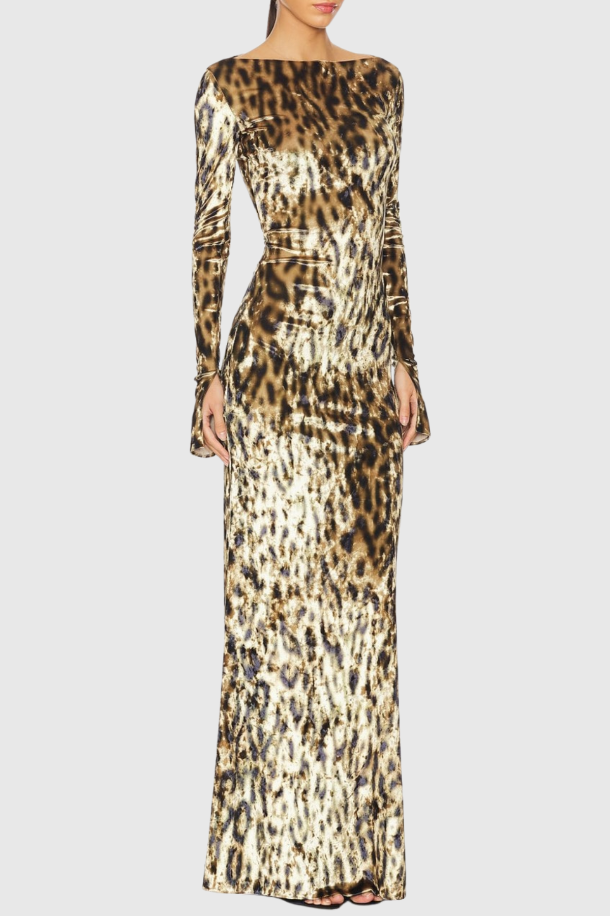 Kaysen Leopard Velvet Maxi Dress