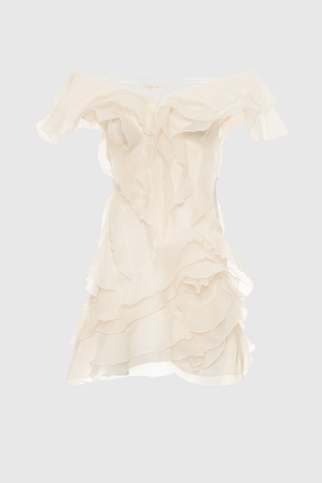 Kellan Off Shoulder Ruffle Mini Dress - Beige