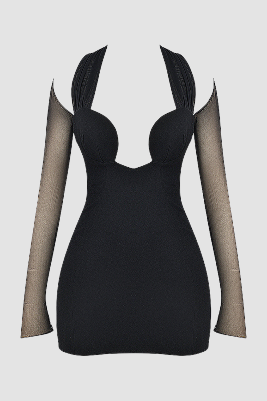 Kieran Halter Plunge Mesh Mini Dress