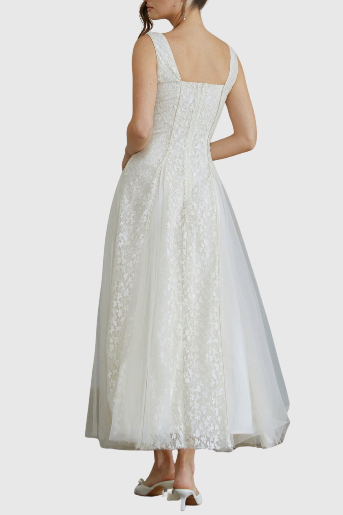 Kokis Tulle Panel Floral Lace Maxi Dress