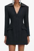 Kolto Satin Collar Mini Blazer Dress