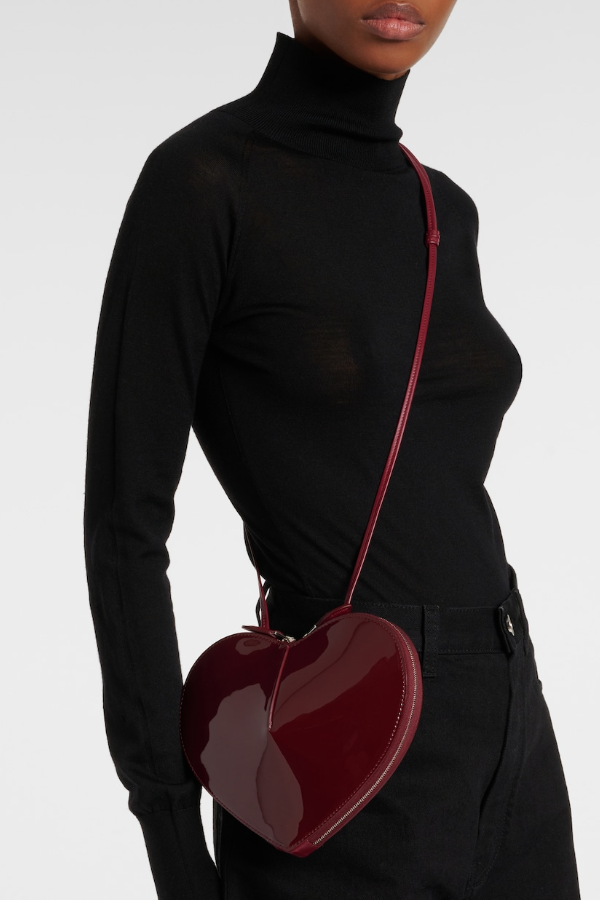 Kyaia Heart Patent Leather Shoulder Bag - Wine
