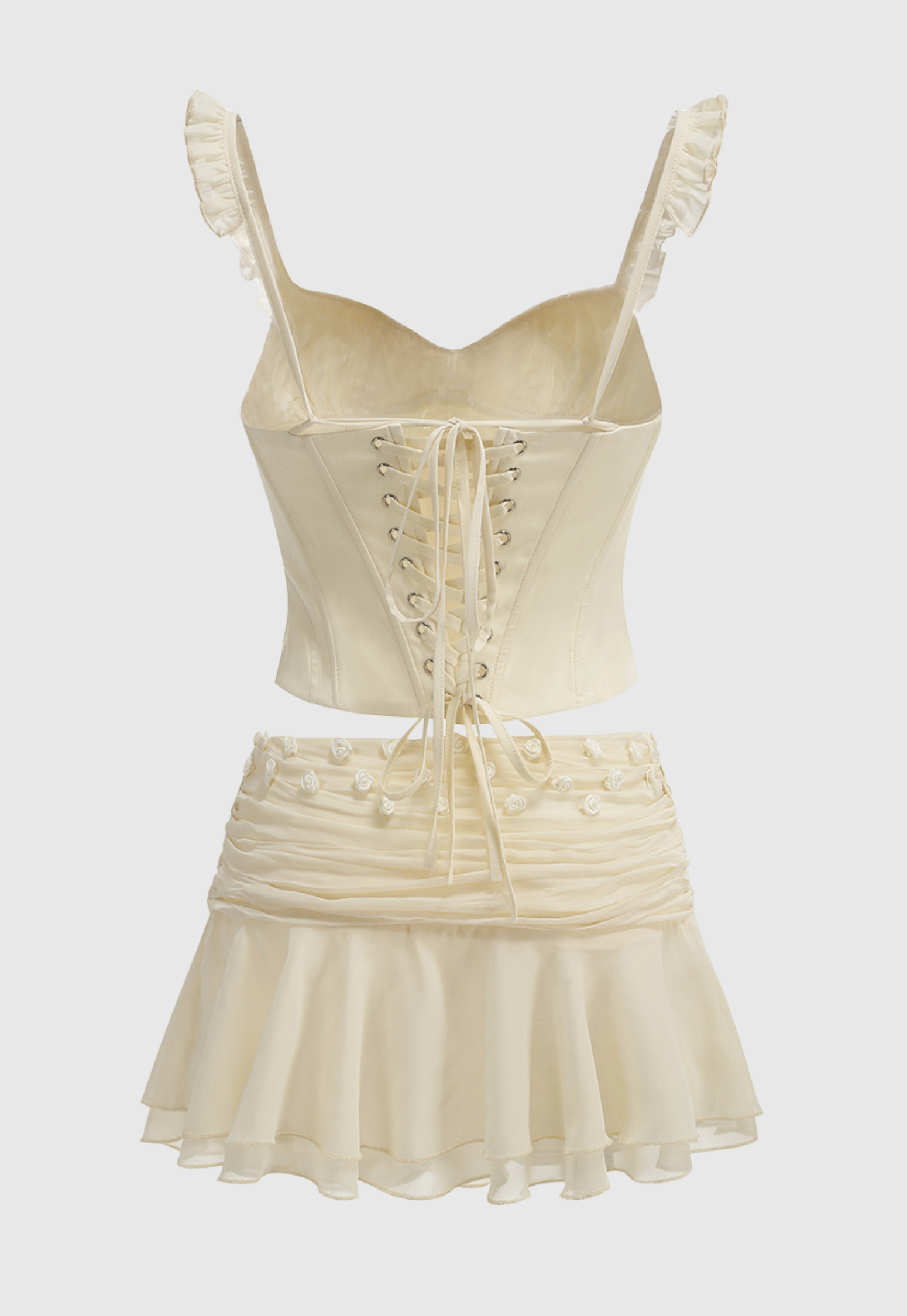 Lagina Corset Lace Up Ruffle Skirt Set
