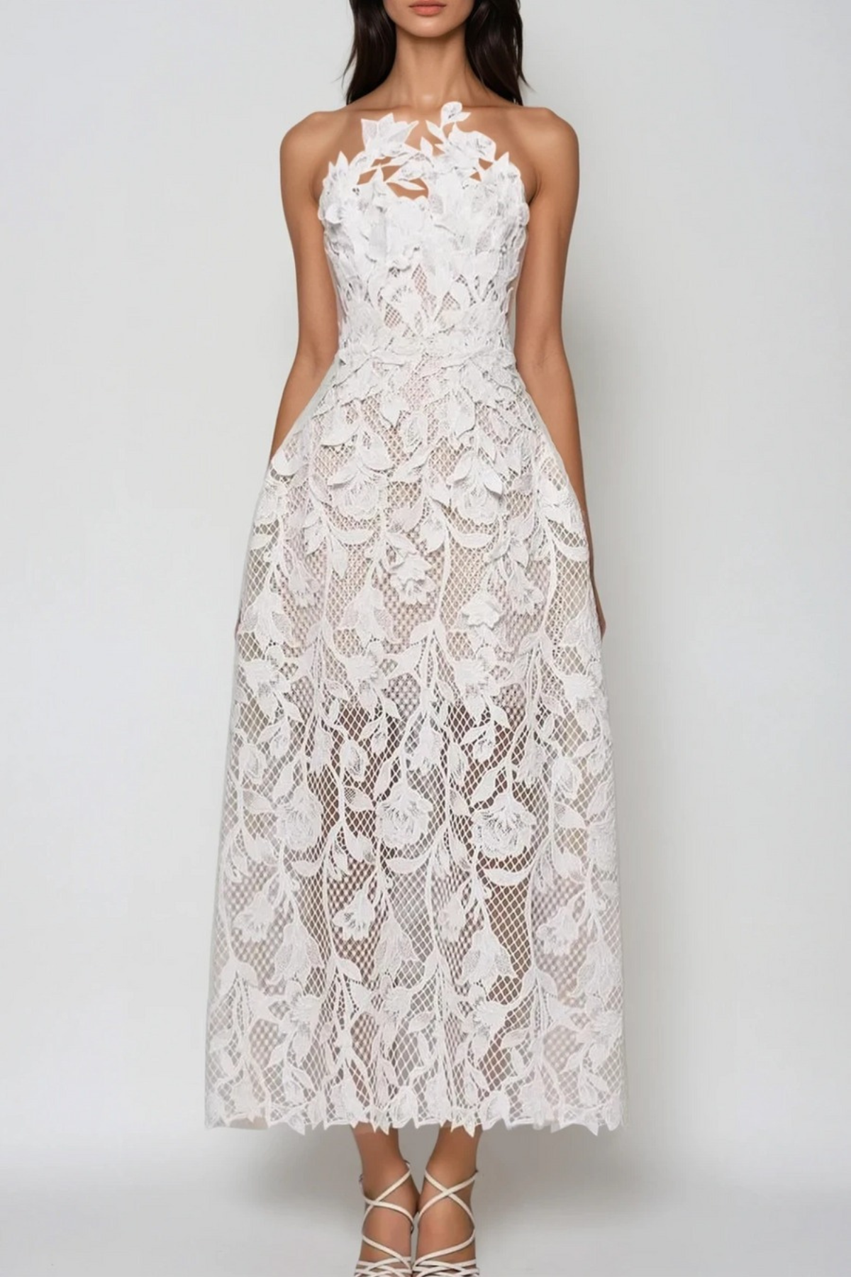 Lakiya Halter Lace Maxi Dress