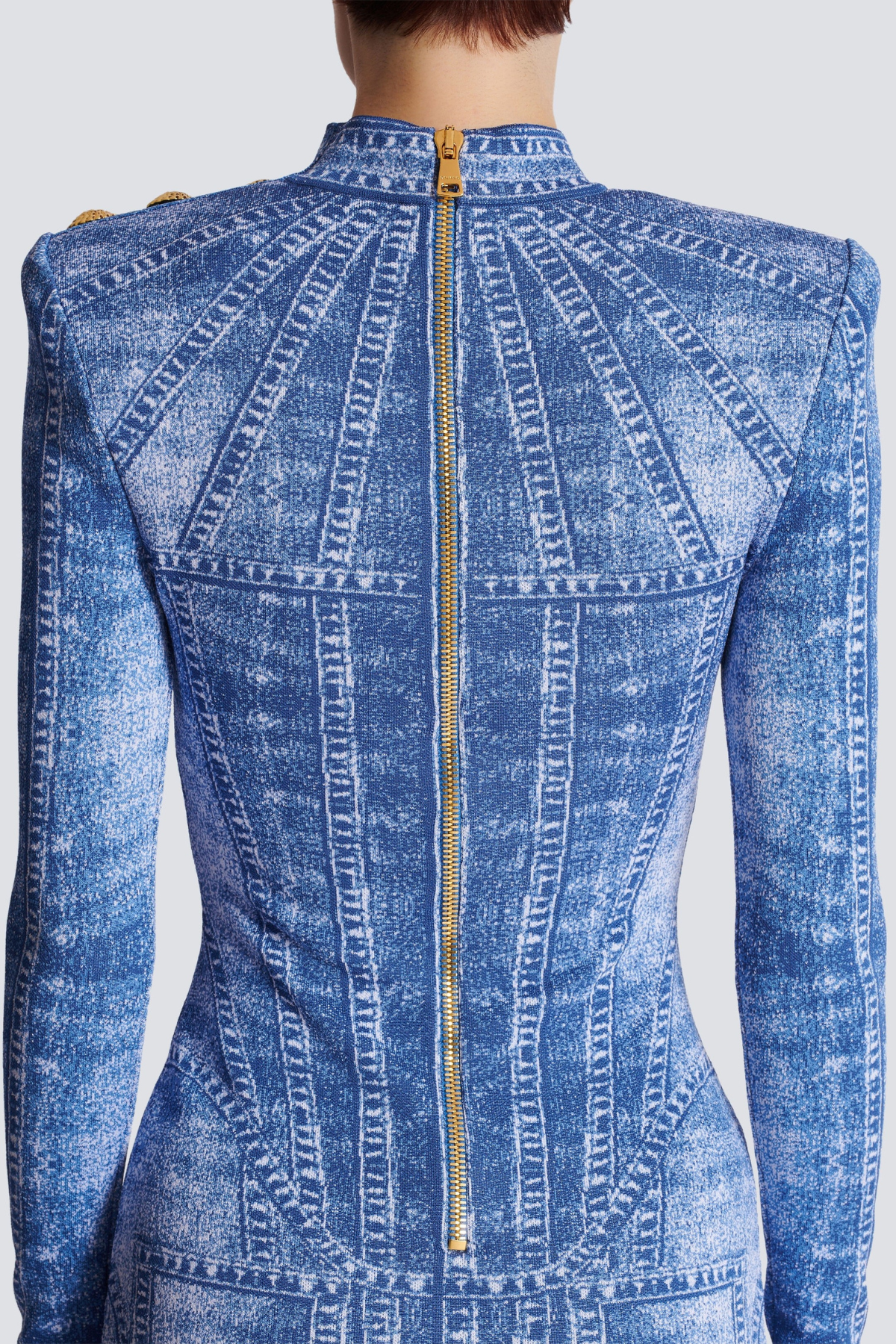 Lanen Jacquard Denim-Effect Mini Dress