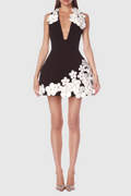 Lavonte Floral Appliqué Mini Bandage Dress