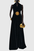 Leiba Halter Velvet Jumpsuit