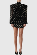 Levon Polka Dot Backless Mini Dress