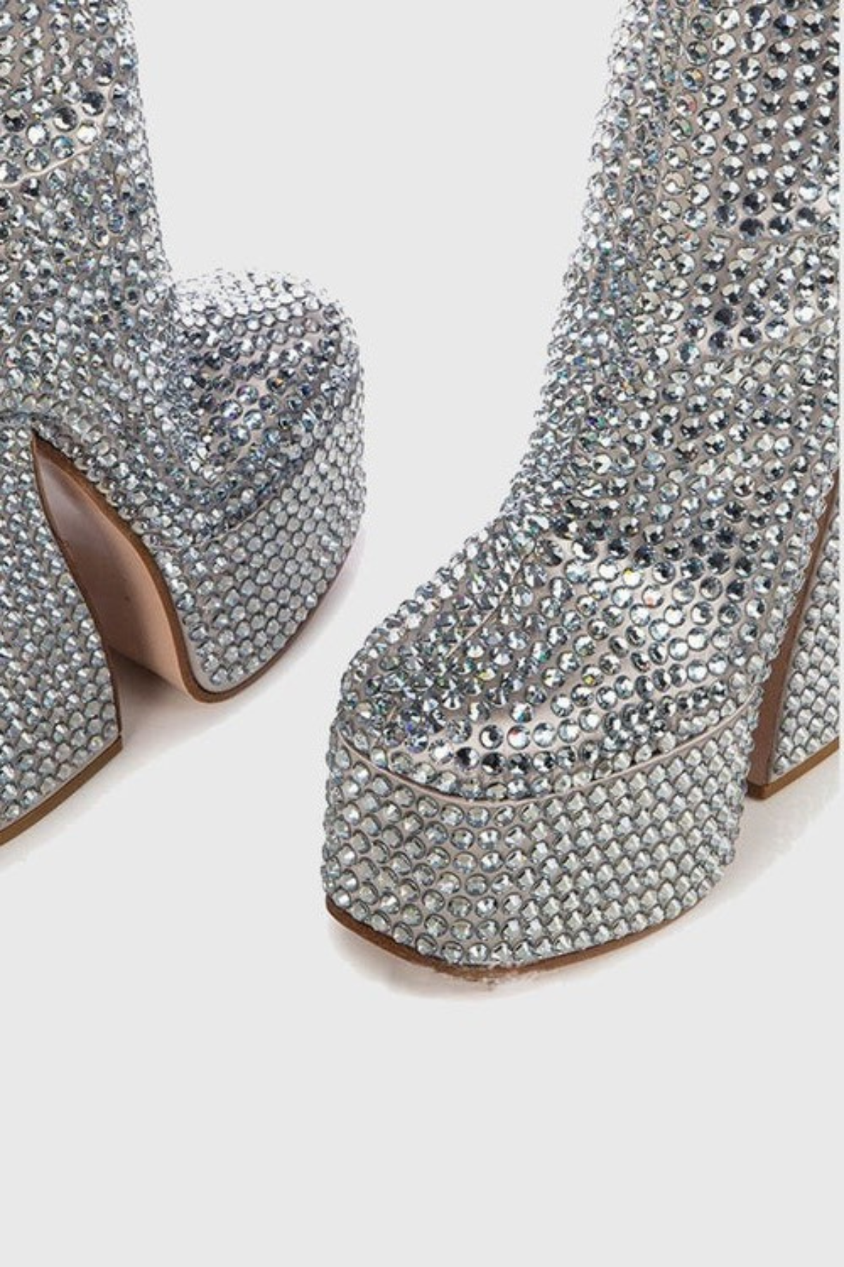 Linada Crystal Embellished Platform Boots - Silver