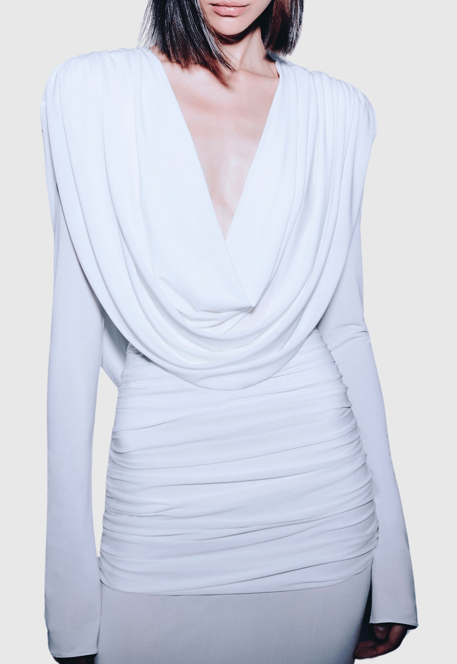 Linus V-neck Draped Backless Maxi Dress